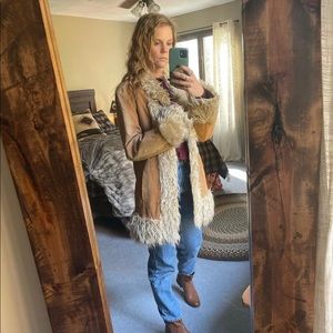 70s inspired faux suede coat